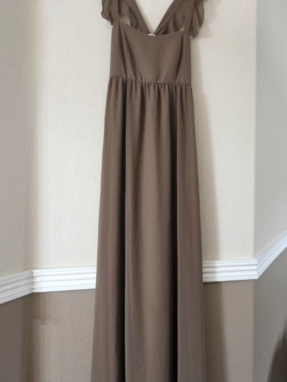 Show Me Your MuMu Taupe June Maxi Dress with Ruffle Straps